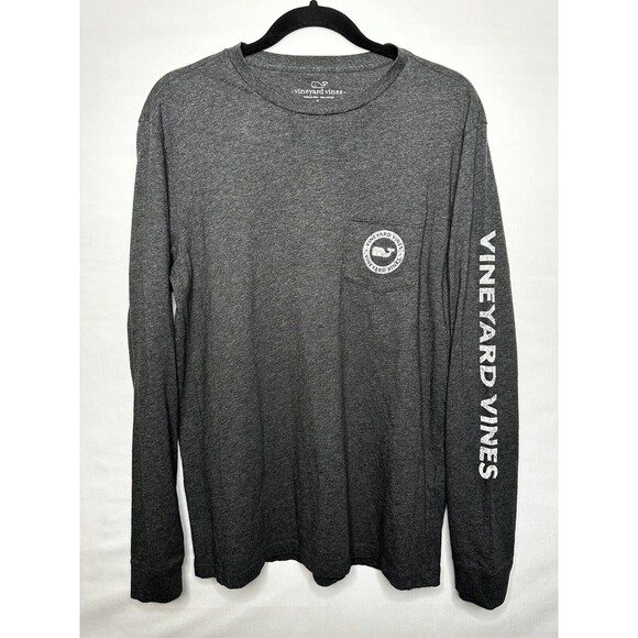 Vineyard Vines Long Sleeve Shirt Dark Gray Whale Logo Cotton Men’s Size‎ Small - Picture 1 of 8